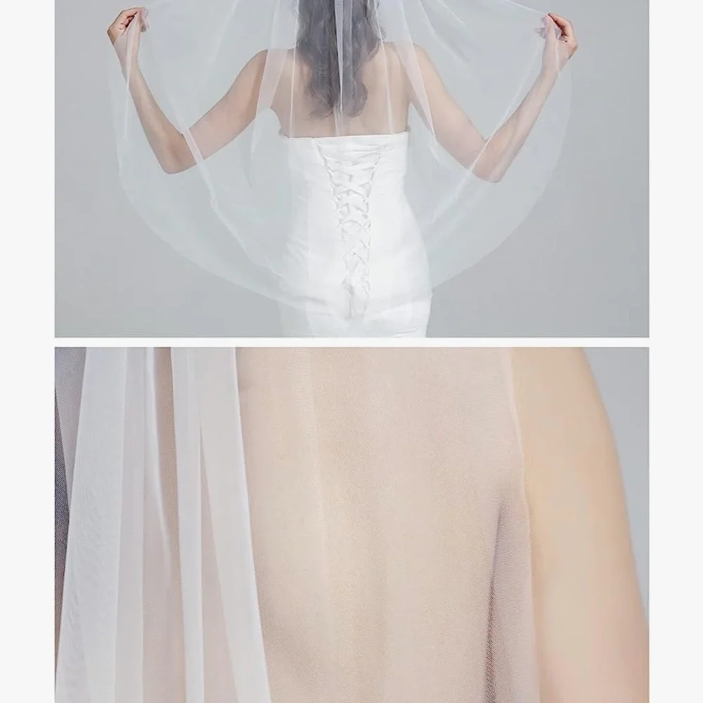 NWT White Bridal Wedding 39 Inch Hair Comb Veil